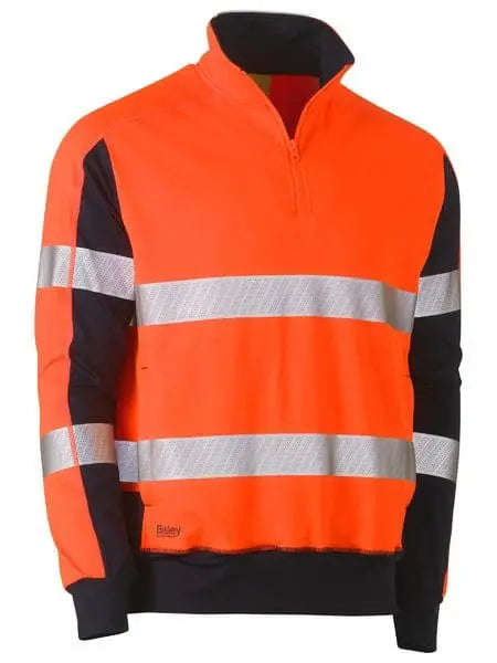 Bisley Taped Two Tone Hi Vis Contrast Stretchy 1/4 Zip Pullover BK6817T - Allsorts Workwear