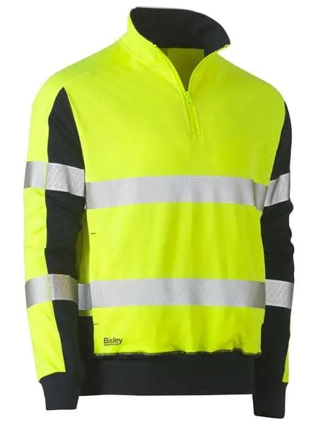Bisley Taped Two Tone Hi Vis Contrast Stretchy 1/4 Zip Pullover BK6817T - Allsorts Workwear