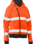 Bisley Women's Taped Hi Vis Fleece Zip Front Hoodie With Sherpa Lining BKL6819T - Allsorts Workwear
