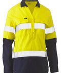 Bisley Women's Taped Hi Vis Stretch V-neck Closed Front Shirt BLC6064T - Allsorts Workwear
