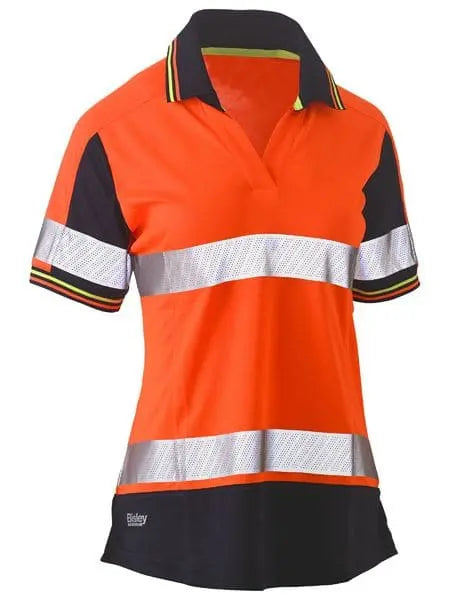 Bisley Women's Taped Two Tone Hi Vis V-neck Polo Shirt BKL1225T - Allsorts Workwear