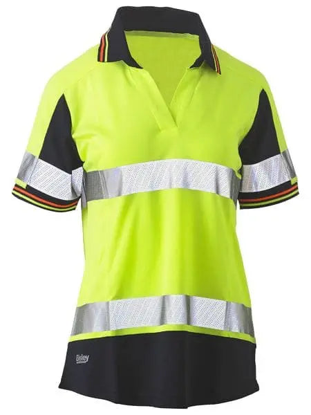 Bisley Women's Taped Two Tone Hi Vis V-neck Polo Shirt BKL1225T - Allsorts Workwear