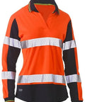 Women's Taped Two Tone Hi Vis V-neck Polo Shirt BKL6225T - Allsorts Workwear