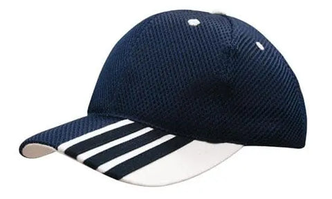 Headwear Sandwich Mesh W/peak Stripes Cap X12 - 4109 - Allsorts Workwear