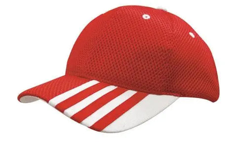Headwear Sandwich Mesh W/peak Stripes Cap X12 - 4109 - Allsorts Workwear