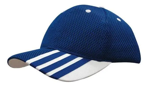 Headwear Sandwich Mesh W/peak Stripes Cap X12 - 4109 - Allsorts Workwear