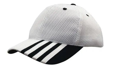 Headwear Sandwich Mesh W/peak Stripes Cap X12 - 4109 - Allsorts Workwear
