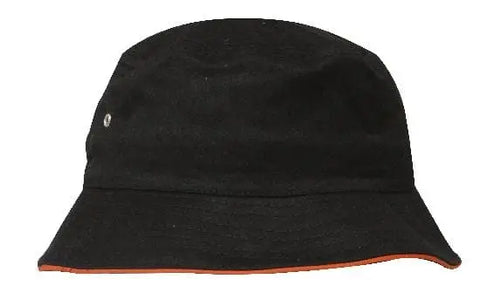 Headwear Bucket Hat With Sandwich Trim Brushed Heavy Sports Twill  *no Sandwich* X12 - Allsorts Workwear