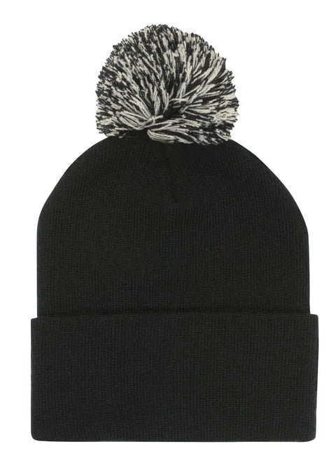 Headwear Knitted Acrylic Beanie With Pom Pom X12 - 4256 - Allsorts Workwear