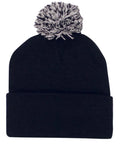 Headwear Knitted Acrylic Beanie With Pom Pom X12 - 4256 - Allsorts Workwear