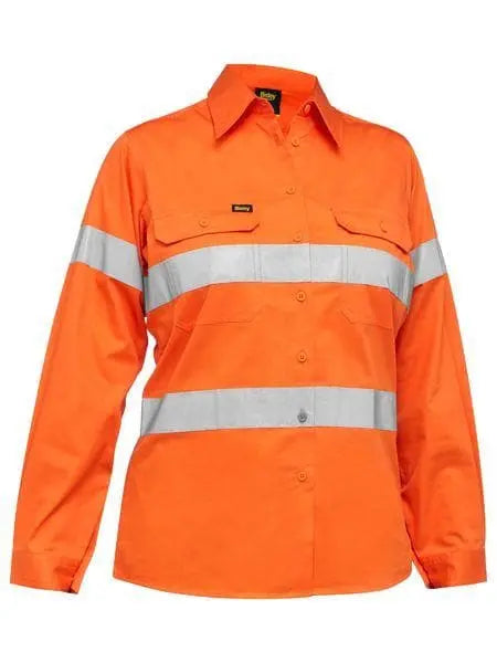 Bisley Women's Taped Hi Vis Cool Lightweight Drill Shirt BL6897 - Allsorts Workwear