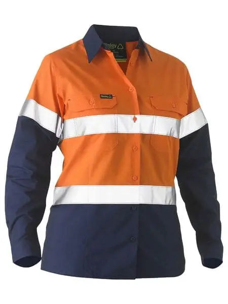 Women's Taped Two Tone Hi Vis Recycled Drill Shirt BL6996T - Allsorts Workwear