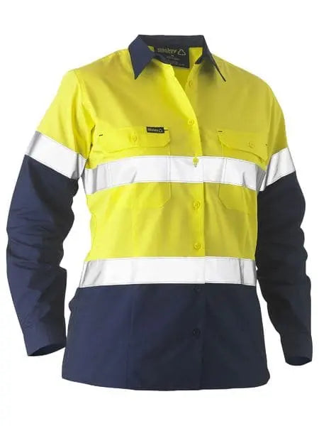 Women's Taped Two Tone Hi Vis Recycled Drill Shirt BL6996T - Allsorts Workwear