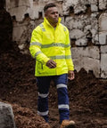Bisley Taped Hi Vis Heated Jacket with Hood BJ6842T - Allsorts Workwear