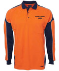 Logo Printed JB'S Hi-Vis Long Sleeve Arm Panel Polo 6AP4L x10 Jb's Wear
