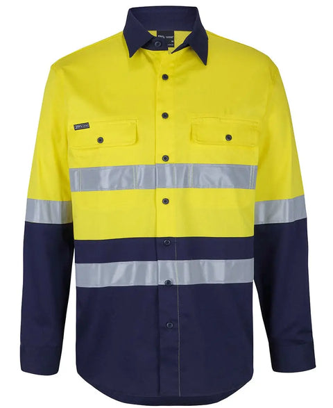 Hi Vis (D+n) L/s Stretch Work Shirt With Tape 6DSWL Metro Workwear.