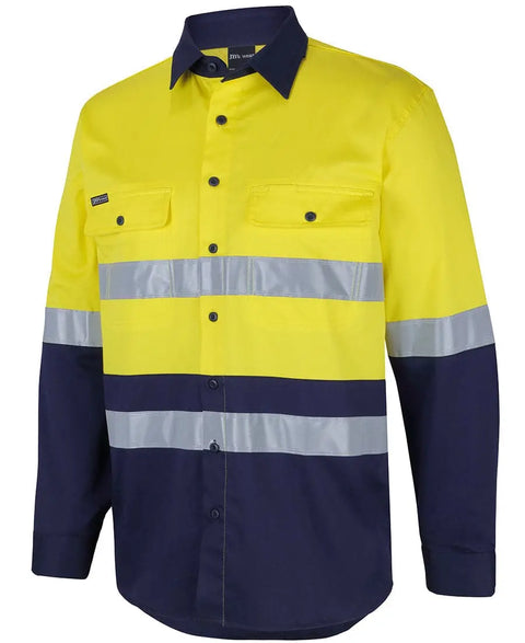 Hi Vis (D+n) L/s Stretch Work Shirt With Tape 6DSWL Metro Workwear.