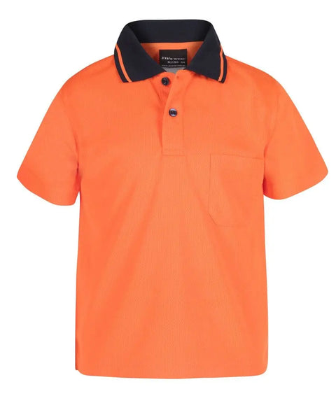 JB'S Wear Kids’ Hi-Vis Non-Cuff Traditional Polo Work Shirt 6HVNC - Allsorts Workwear