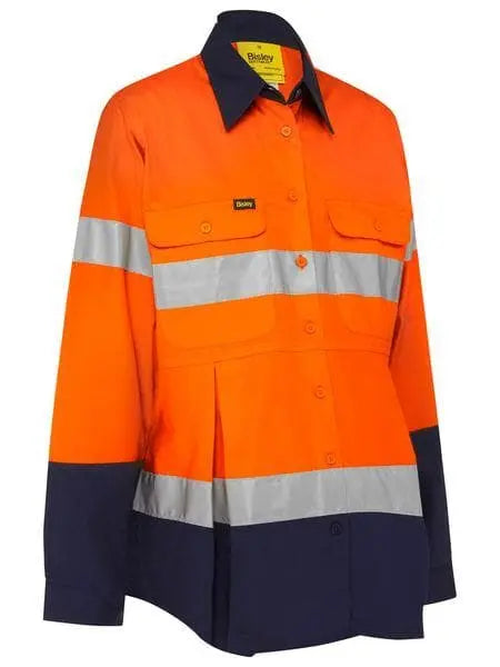 Women's Taped Hi Vis Maternity Drill Shirt BLM6456T - Allsorts Workwear
