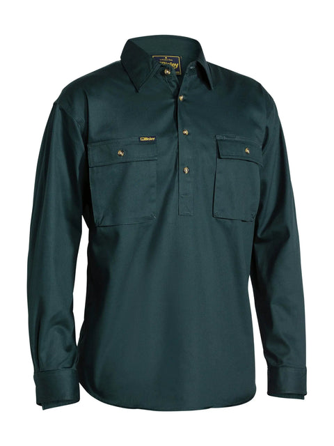 Bisley Workwear Closed Front Cotton Drill Long Sleeve Shirt BSC6433