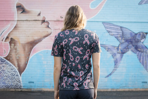 Softies Women's Pink Ribbons Slim Fit Fun Scrub Top PROT01 - Allsorts Workwear