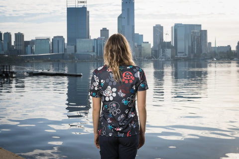 Softies Women's Dog Paw's Slim Fit Fun Scrub Top DPOT01  Simply Scrubs Australia