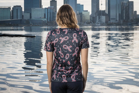 Softies Women's Pink Ribbons Slim Fit Fun Scrub Top PROT01 - Allsorts Workwear