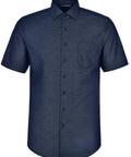 Mens Dot Jacquard Stretch Short Sleeve Ascot Shirt M7400S Casual Wear Winning Spirit Navy XS 