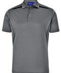 Winning Spirit Men's Sustainable Poly-Cotton Contrast Polo PS93 Casual Wear Winning Spirit Ash/Black XS 