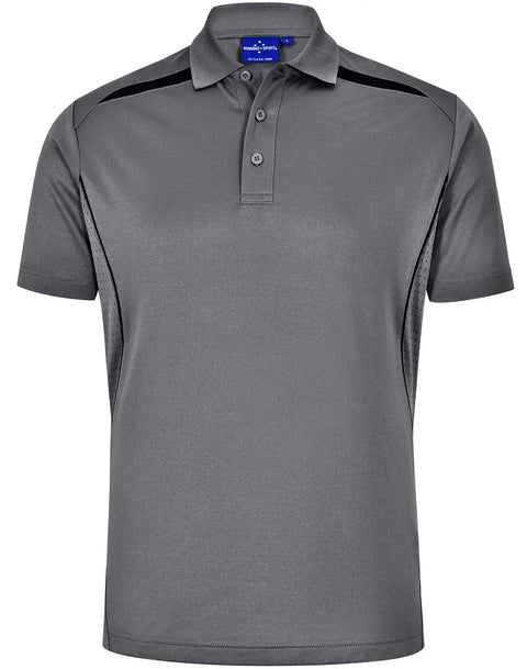 Winning Spirit Men's Sustainable Poly-Cotton Contrast Polo PS93 Casual Wear Winning Spirit Ash/Black XS 