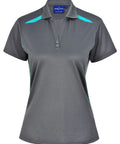 Winning Spirit Women's Sustainable Poly-Cotton Contrast Polo PS94 Casual Wear Winning Spirit Ash/Teal 8 