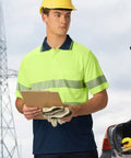 Unisex Cool Dry Segmented Tapes Hi Vis Short Sleeve Polo Shirt SW85 Work Wear Australian Industrial Wear   