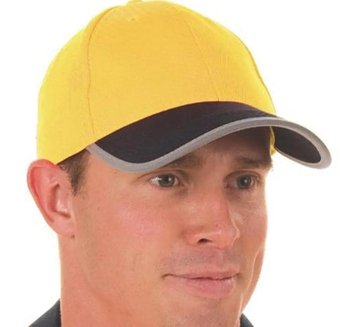 Dnc Workwear Hi-vis 2 Tone Cap With Reflective Trim & Velcro Strap - H022 - Allsorts Workwear