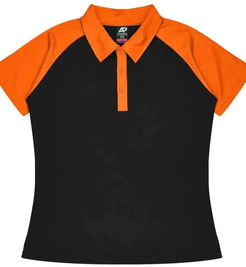 Aussie Pacific Manly Lady Polos 2318  Aussie Pacific BLACK/ELECTRIC ORANGE 6 