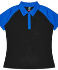 Aussie Pacific Manly Lady Polos 2318  Aussie Pacific BLACK/ELECTRIC ROYAL 6 