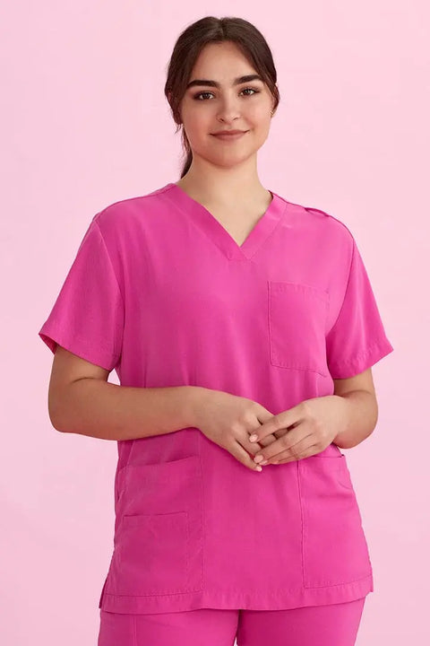 Biz Care Hot Pink Unisex Scrub Top CST250US - Allsorts Workwear