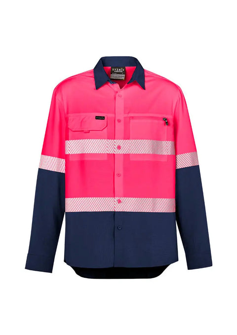 Mens Hi Vis Outdoor Segmented Tape L/S Shirt ZW470 - Allsorts Workwear
