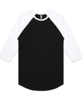 As Colour Men's raglan tee 5012 Casual Wear As Colour BLACK/WHITE XSM 