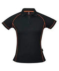 Aussie Pacific Ladies Endeavour Polo Shirt 2310 Casual Wear Aussie Pacific Black/Fluro Orange 6 