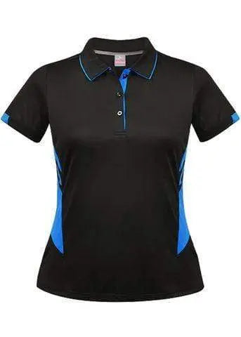 Aussie Pacific Ladies Tasman Polo Shirt 2311 Casual Wear Aussie Pacific Black/Cyan 6 