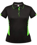 Aussie Pacific Ladies Tasman Polo Shirt 2311 Casual Wear Aussie Pacific Black/Neon Green 6 
