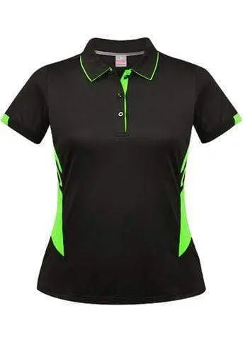 Aussie Pacific Ladies Tasman Polo Shirt 2311 Casual Wear Aussie Pacific Black/Neon Green 6 