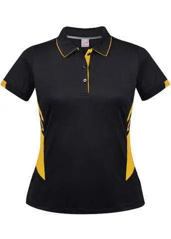 Aussie Pacific Ladies Tasman Polo Shirt 2311 Casual Wear Aussie Pacific Black/Gold 6 