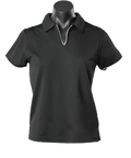 Aussie Pacific Ladies Yarra Polo Shirt 2302 Casual Wear Aussie Pacific Black/White 16-18 