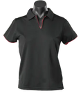 Aussie Pacific Ladies Yarra Polo Shirt 2302 Casual Wear Aussie Pacific Black/Red 16-18 