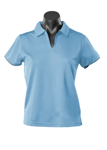 Aussie Pacific Ladies Yarra Polo Shirt 2302 Casual Wear Aussie Pacific Sky/Navy 16-18 