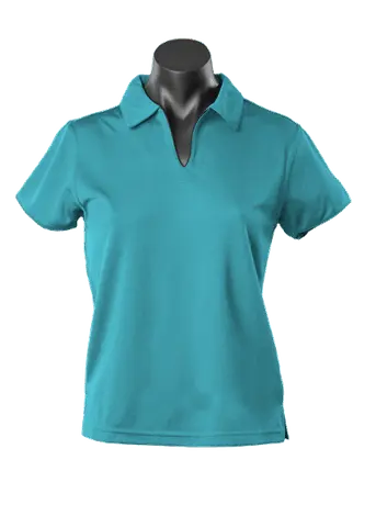 Aussie Pacific Ladies Yarra Polo Shirt 2302 Casual Wear Aussie Pacific Teal/Black 16-18 