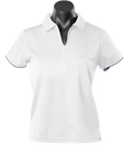 Aussie Pacific Ladies Yarra Polo Shirt 2302 Casual Wear Aussie Pacific White/Navy 16-18 