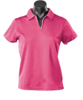Aussie Pacific Ladies Yarra Polo Shirt 2302 Casual Wear Aussie Pacific Hot Pink/White 16-18 