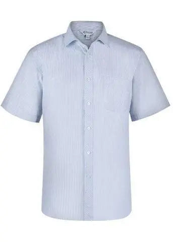 Aussie Pacific Men's Bayview Short Sleeve Shirt 1906S Corporate Wear Aussie Pacific White/Sky XXS 